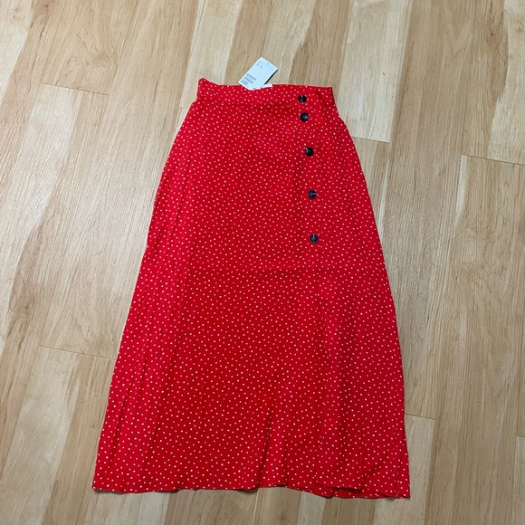 NWT H&M dot midi skirt red SZ 0 - Picture 6 of 6